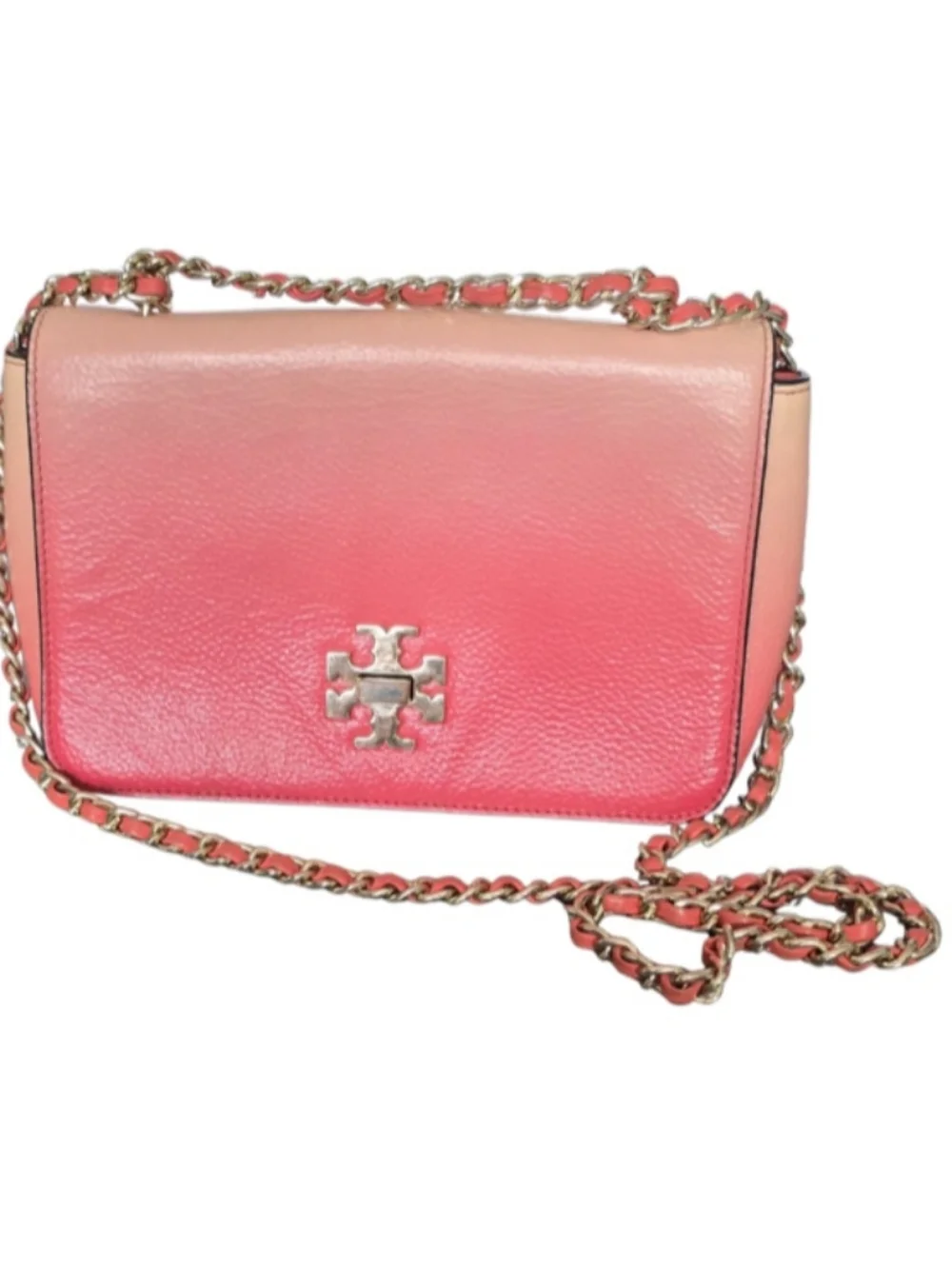 TORY BURCH Dégradé Mercer Adjustable Shoulder Bag Gradient Pink Red Gold Chain